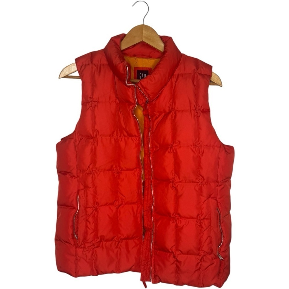 GAP Quilted Puffer Vest Orange Red Size large - Picture 2 of 4
